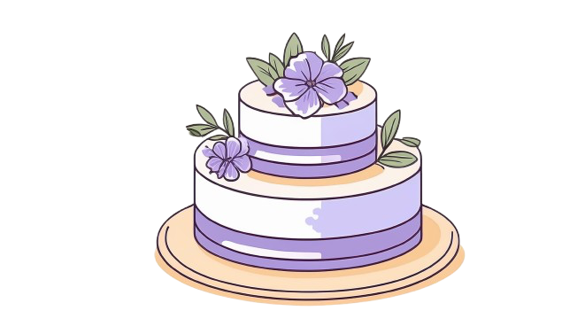 Beautiful purple cake with flowers