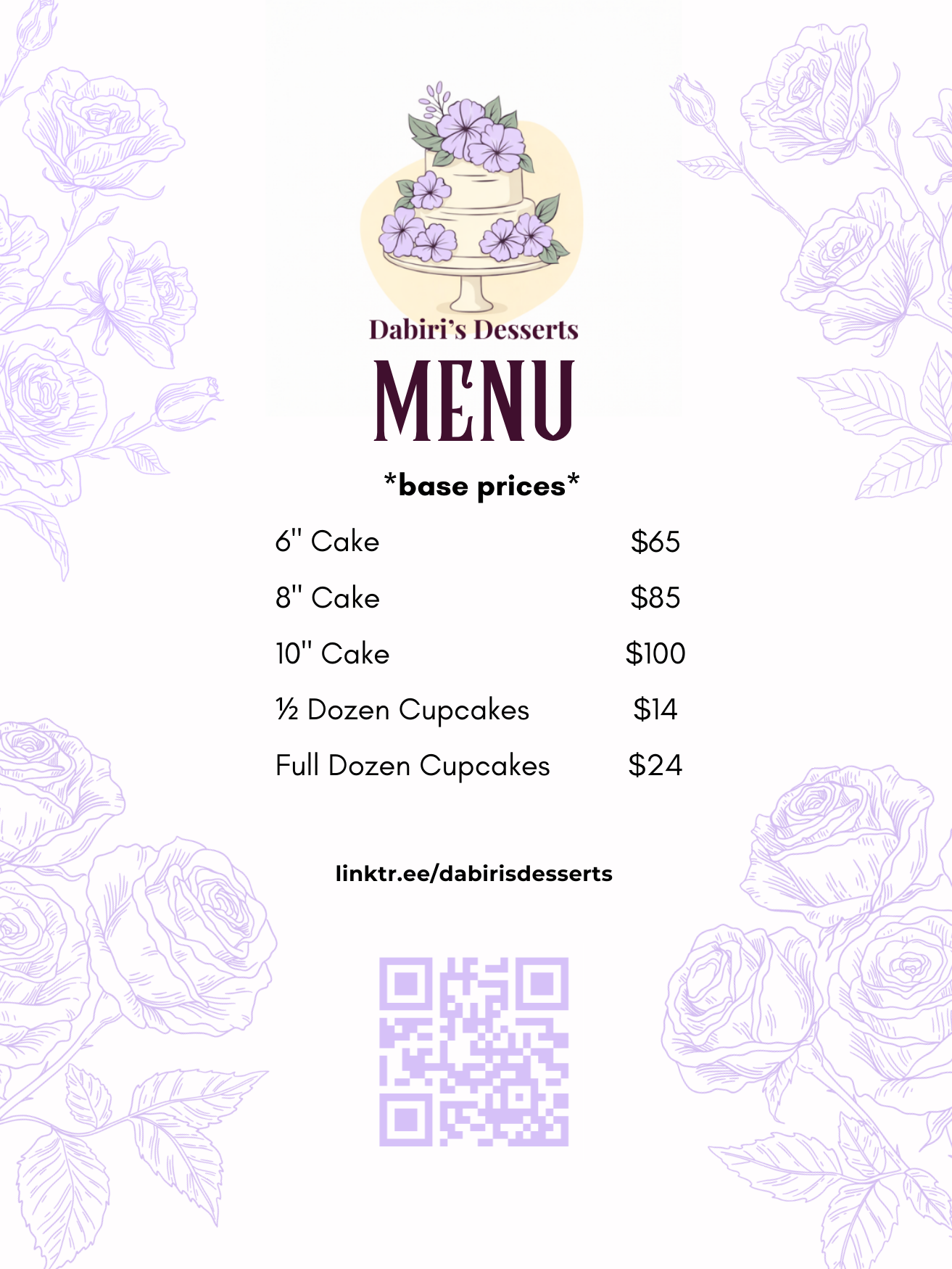 Dabiri's Desserts Menu